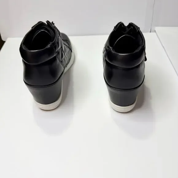 Juicy Couture JC Journey Wedge Sneakers Black Quilted High Top Shoes Women 9 - Picture 3 of 6